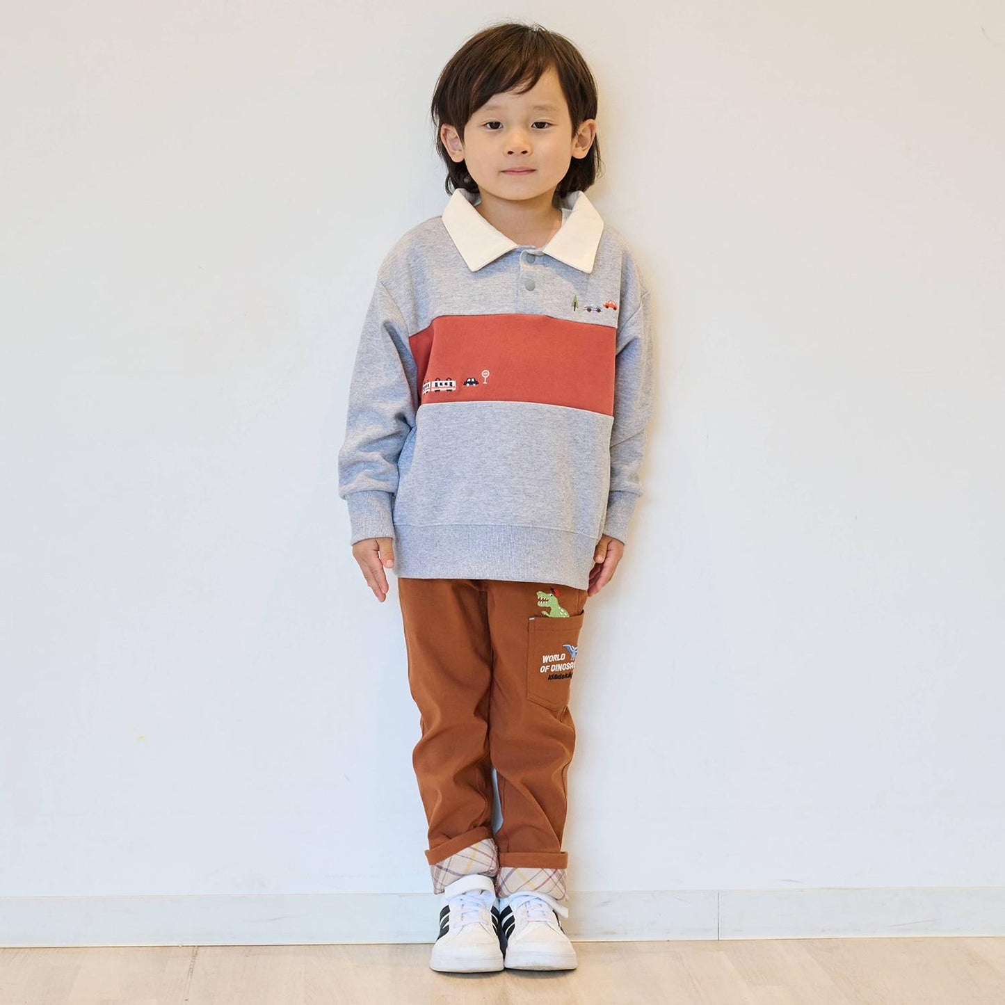 恐龍圖案長款直筒褲