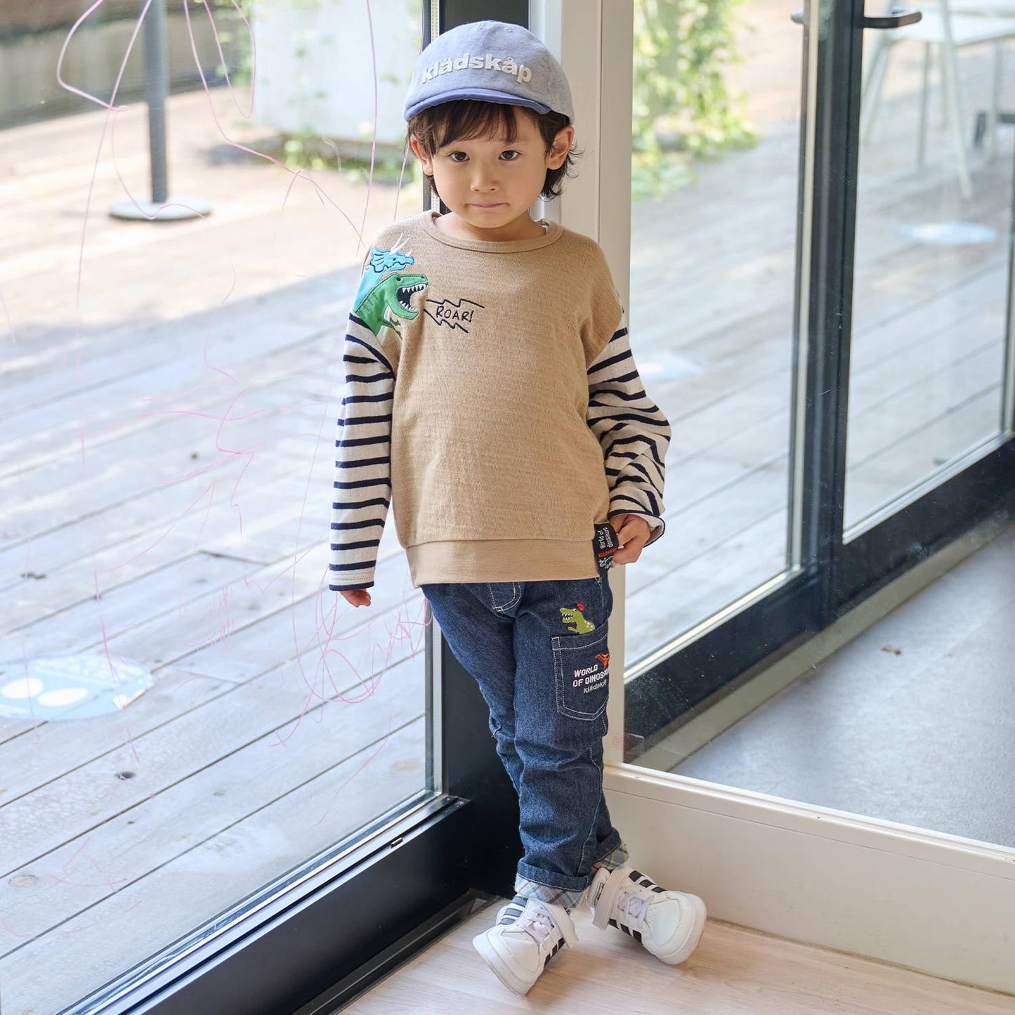 恐龍圖案長款直筒褲