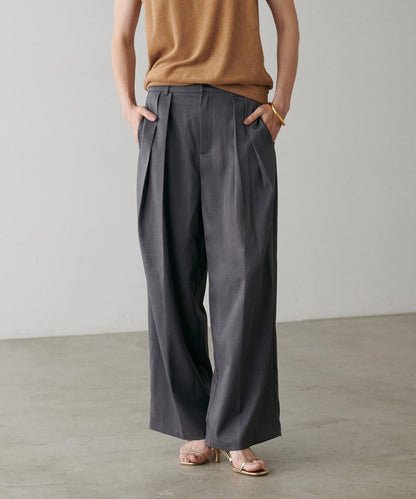 褶皺長款西裝褲