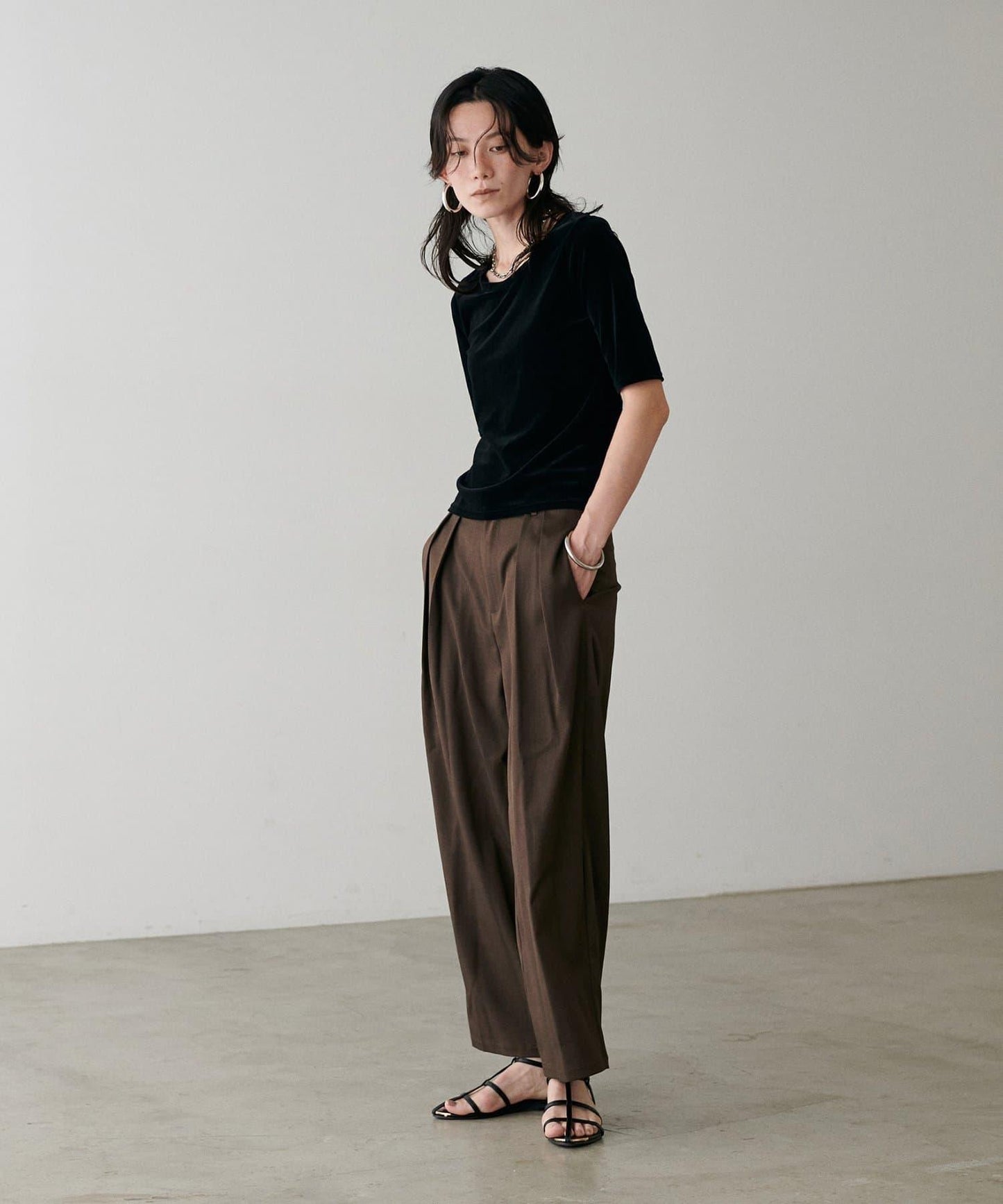 褶皺長款西裝褲