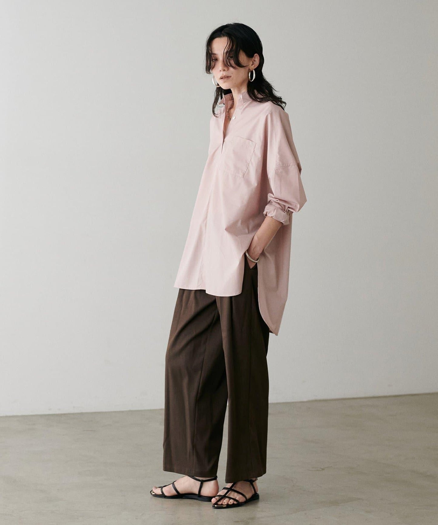 褶皺長款西裝褲