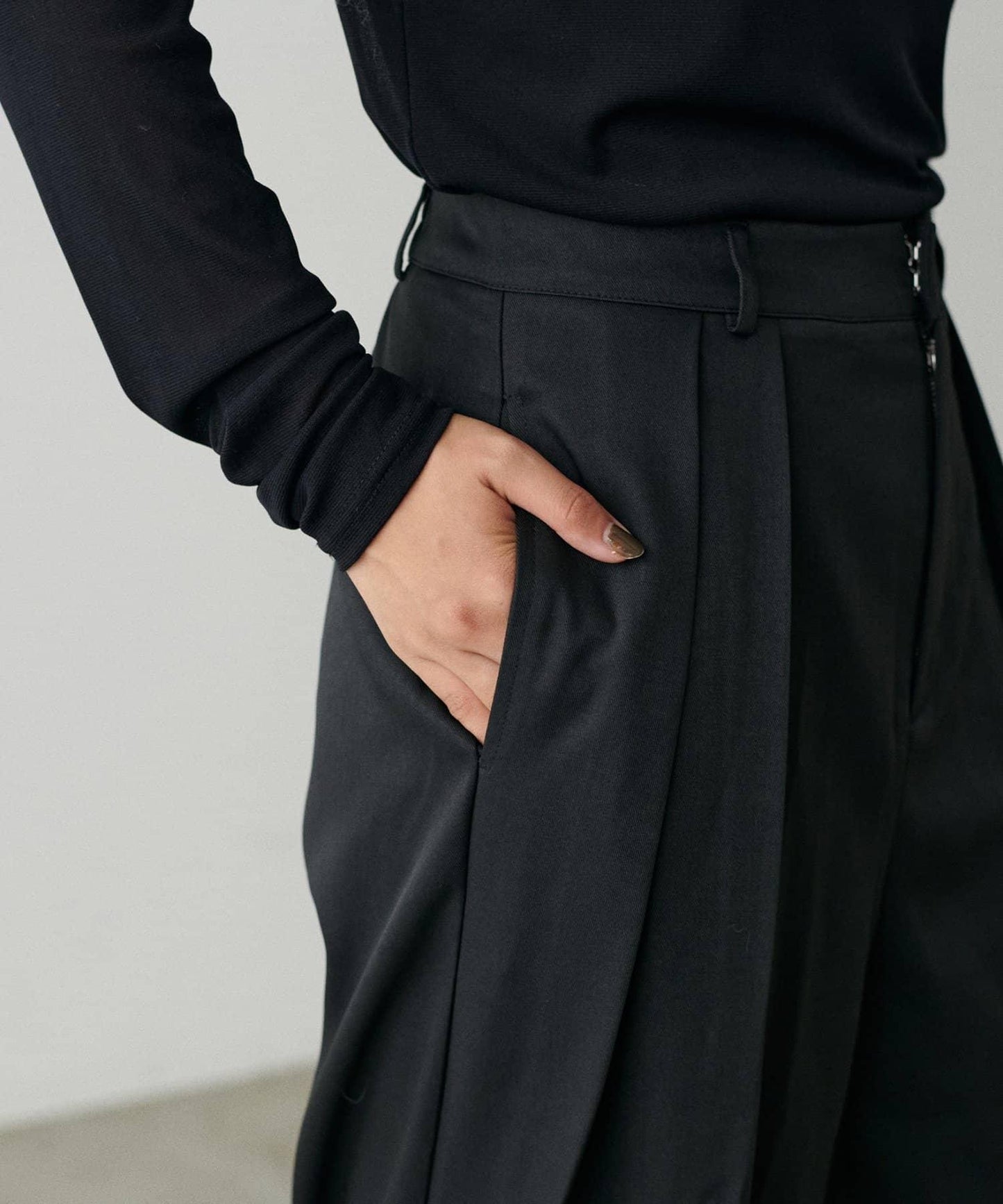 褶皺長款西裝褲