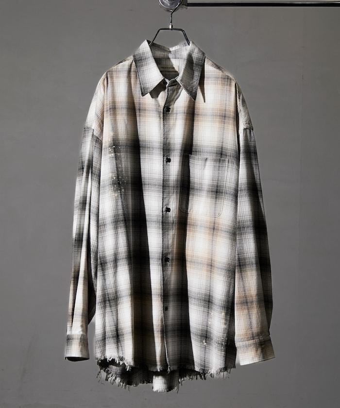 寬鬆版型 漂白工藝 漸變格紋 法蘭絨襯衫