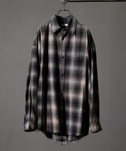 寬鬆版型 漂白工藝 漸變格紋 法蘭絨襯衫