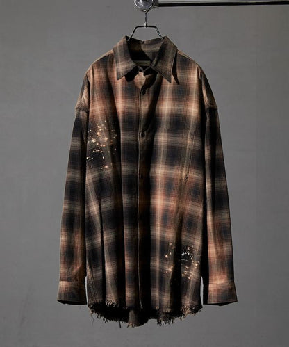 寬鬆版型 漂白工藝 漸變格紋 法蘭絨襯衫