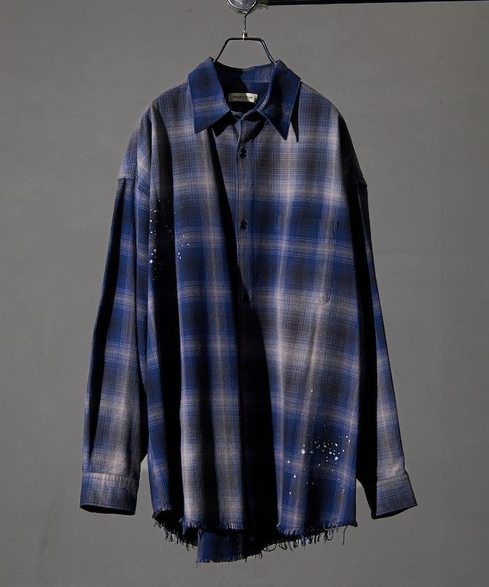 寬鬆版型 漂白工藝 漸變格紋 法蘭絨襯衫