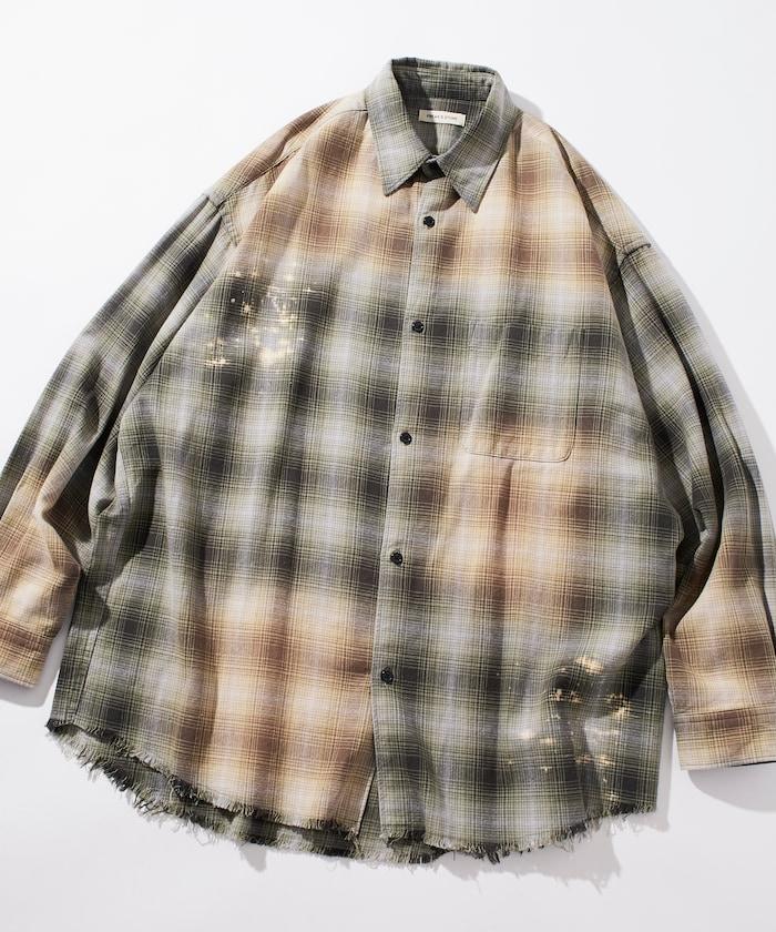 寬鬆版型 漂白工藝 漸變格紋 法蘭絨襯衫