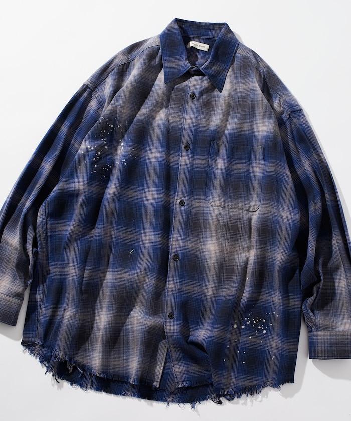 寬鬆版型 漂白工藝 漸變格紋 法蘭絨襯衫