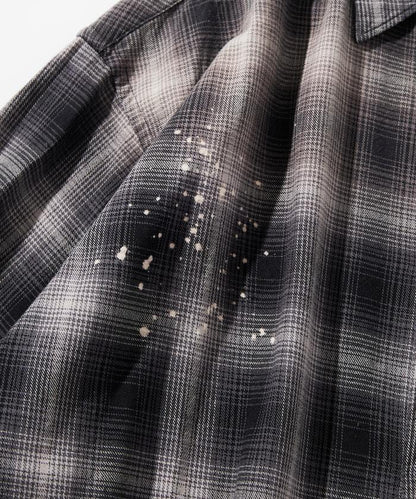 寬鬆版型 漂白工藝 漸變格紋 法蘭絨襯衫