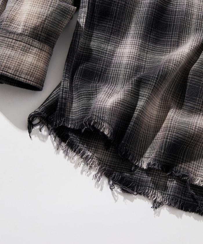 寬鬆版型 漂白工藝 漸變格紋 法蘭絨襯衫