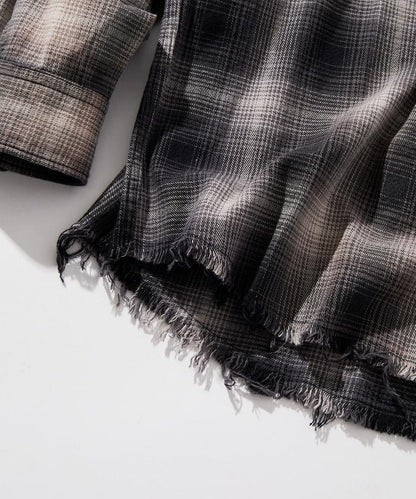 寬鬆版型 漂白工藝 漸變格紋 法蘭絨襯衫