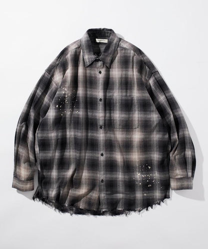 寬鬆版型 漂白工藝 漸變格紋 法蘭絨襯衫