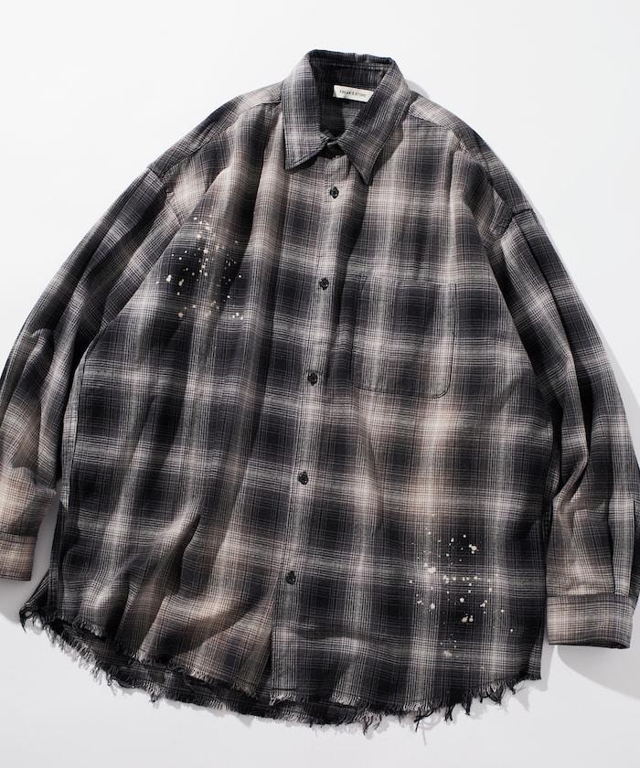 寬鬆版型 漂白工藝 漸變格紋 法蘭絨襯衫