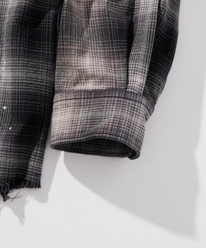 寬鬆版型 漂白工藝 漸變格紋 法蘭絨襯衫