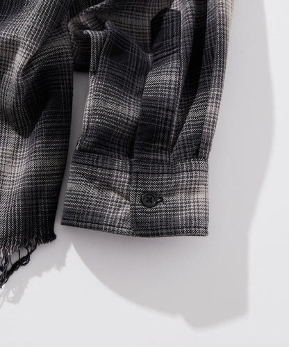 寬鬆版型 漂白工藝 漸變格紋 法蘭絨襯衫