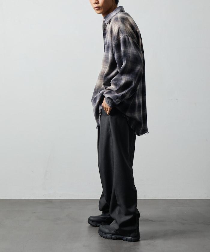 寬鬆版型 漂白工藝 漸變格紋 法蘭絨襯衫