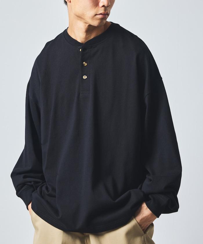 9盎司重磅寬鬆版型亨利領長袖T恤/重磅/長袖T恤