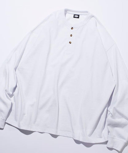 9盎司重磅寬鬆版型亨利領長袖T恤/重磅/長袖T恤