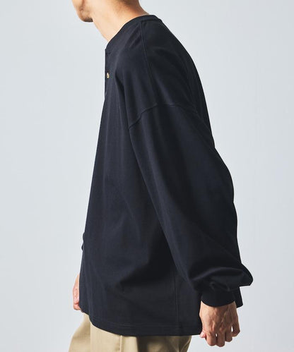 9盎司重磅寬鬆版型亨利領長袖T恤/重磅/長袖T恤