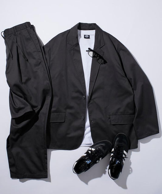 寬鬆版型斜紋套裝 / 西裝外套 / 寬腿褲