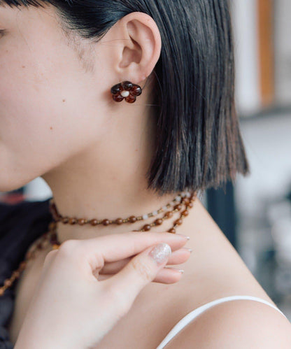 ear PAPILLONNER 彩色樹脂花朵耳釘