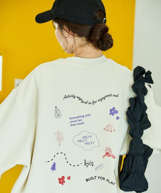 特別款加絨分散印花衛衣套頭衫