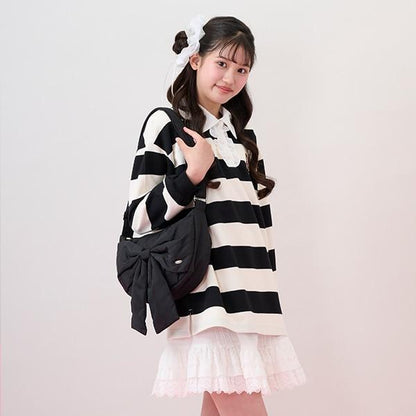 蓬鬆蝴蝶結新月單肩包