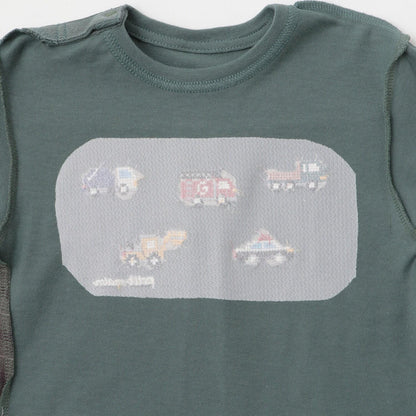 工程車輛刺繡長袖T恤