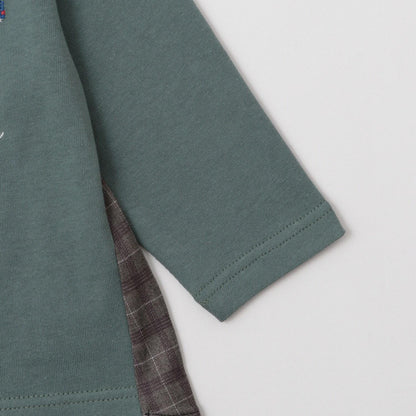 工程車輛刺繡長袖T恤