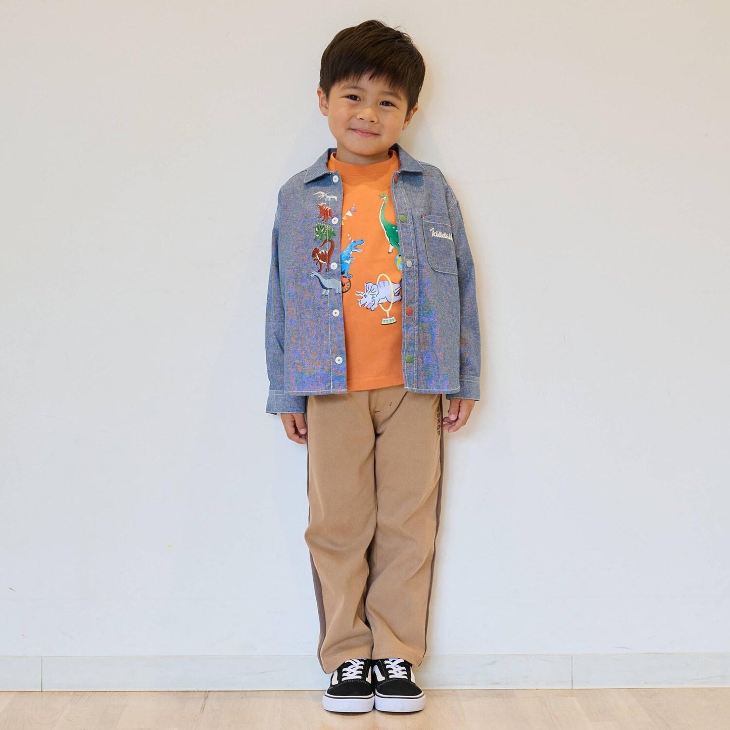 Logo+側邊條紋長款工裝褲