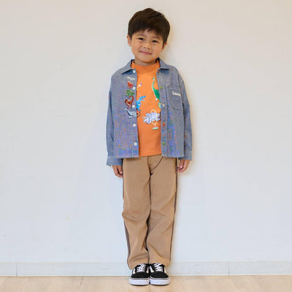 Logo+側邊條紋長款工裝褲