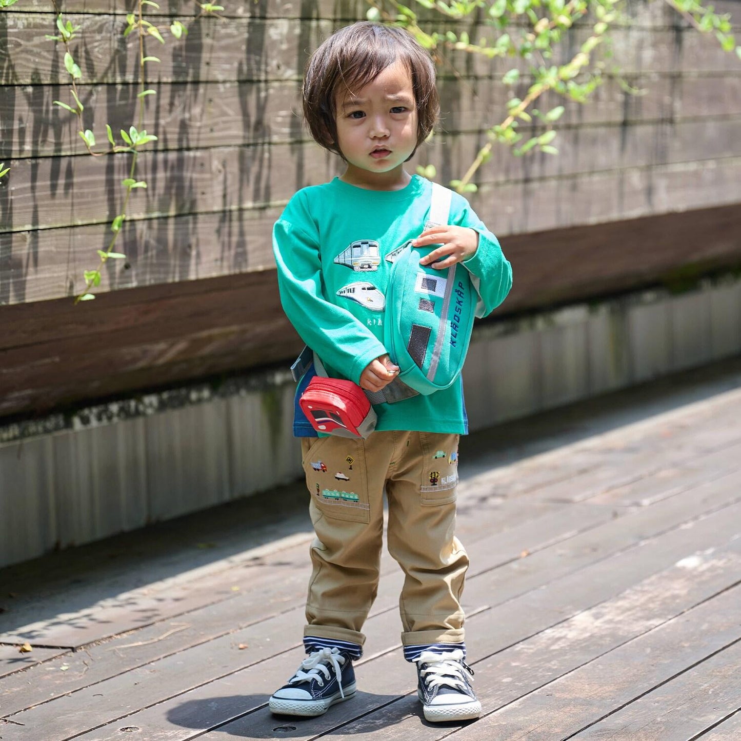 交通工具圖案長款直筒褲