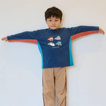 電車貼布繡長袖T恤