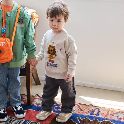 Logo+側邊條紋長款工裝褲