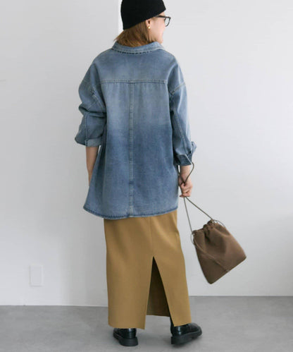 復古風牛仔長款襯衫