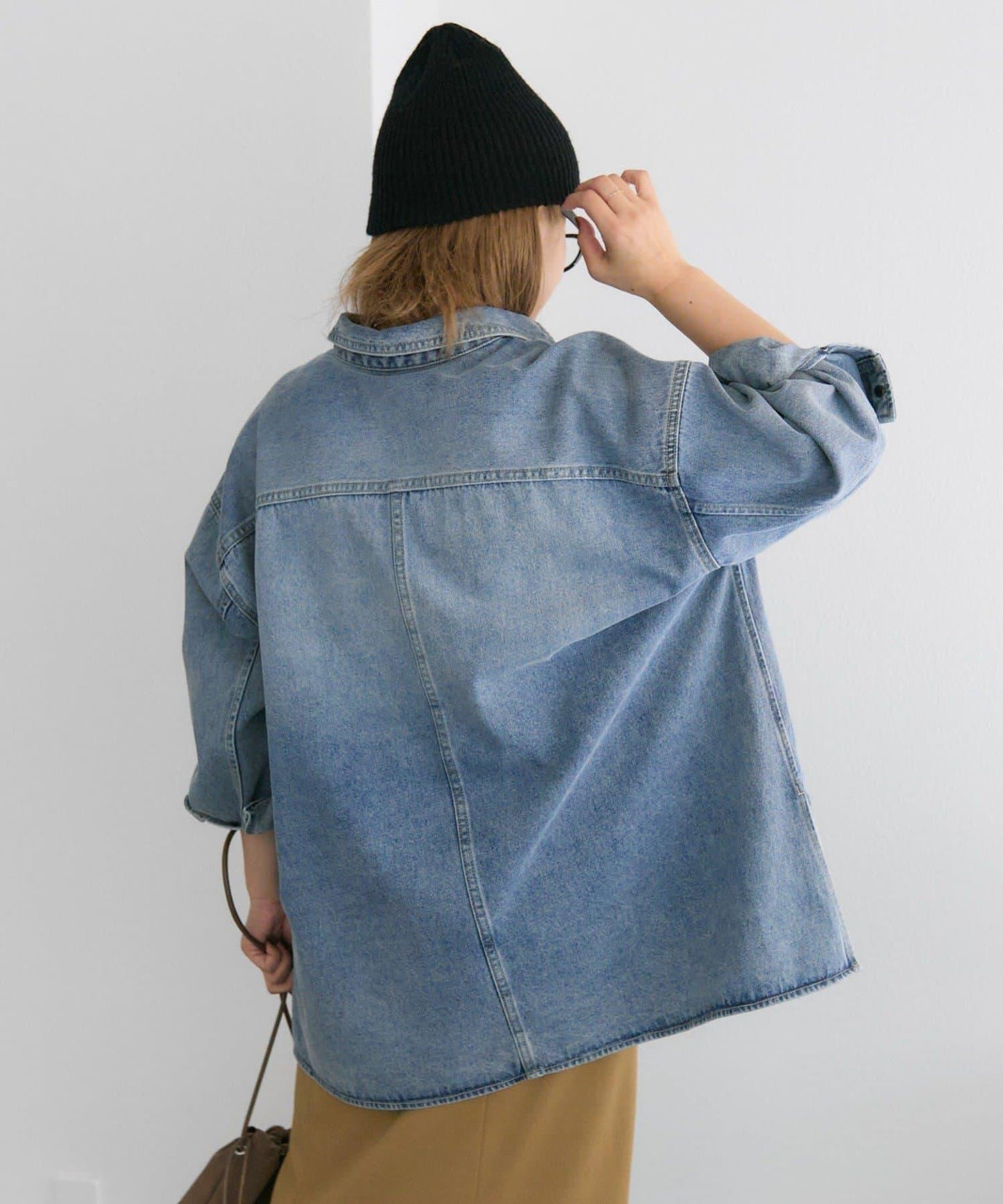 復古風牛仔長款襯衫