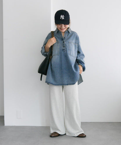 復古風牛仔長款襯衫