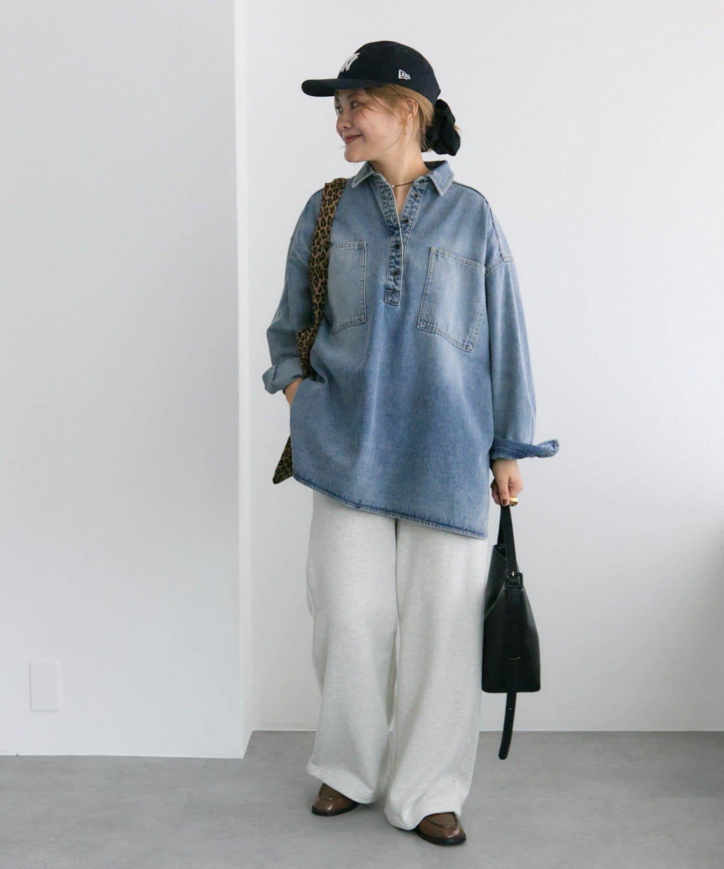 復古風牛仔長款襯衫