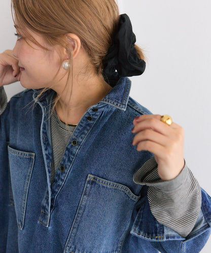 復古風牛仔長款襯衫