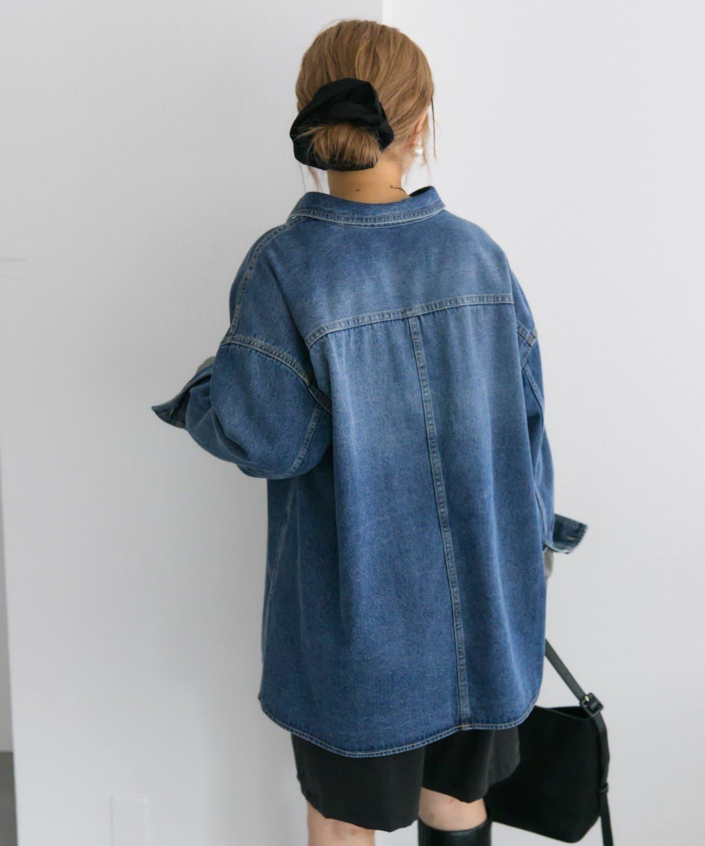 復古風牛仔長款襯衫