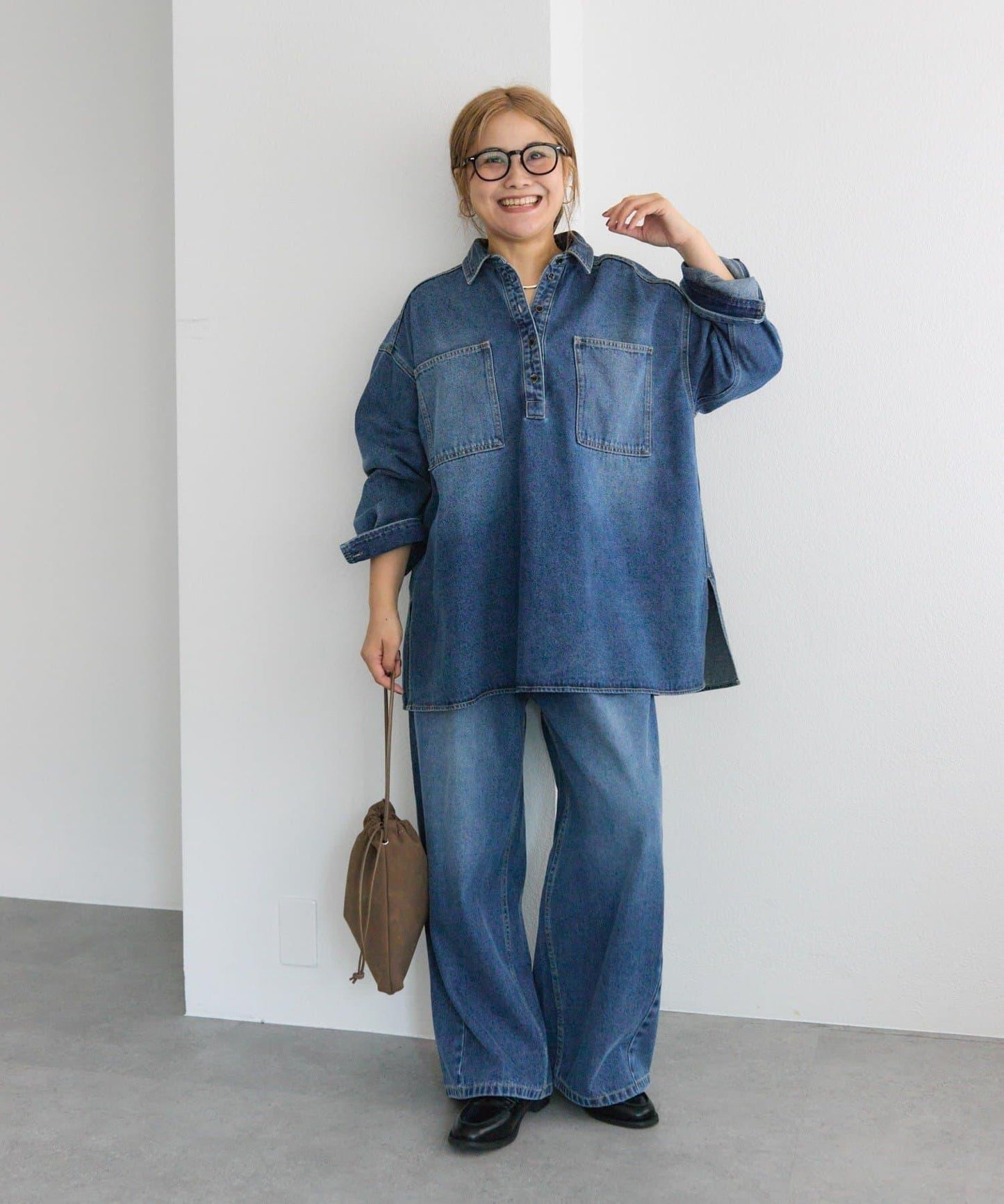 復古風牛仔長款襯衫