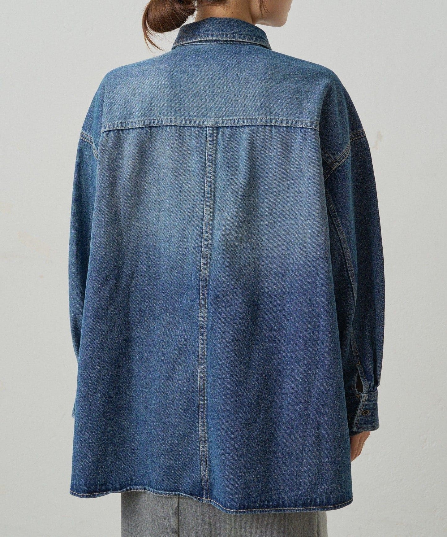 復古風牛仔長款襯衫