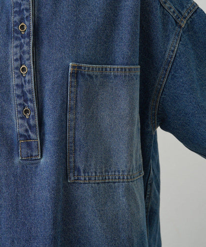 復古風牛仔長款襯衫