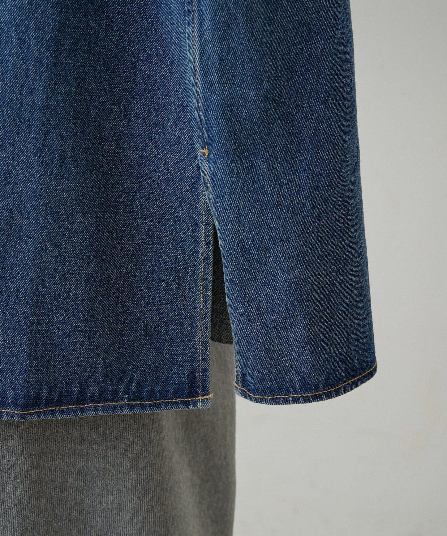 復古風牛仔長款襯衫