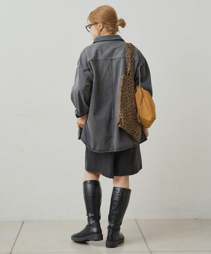 復古風牛仔長款襯衫