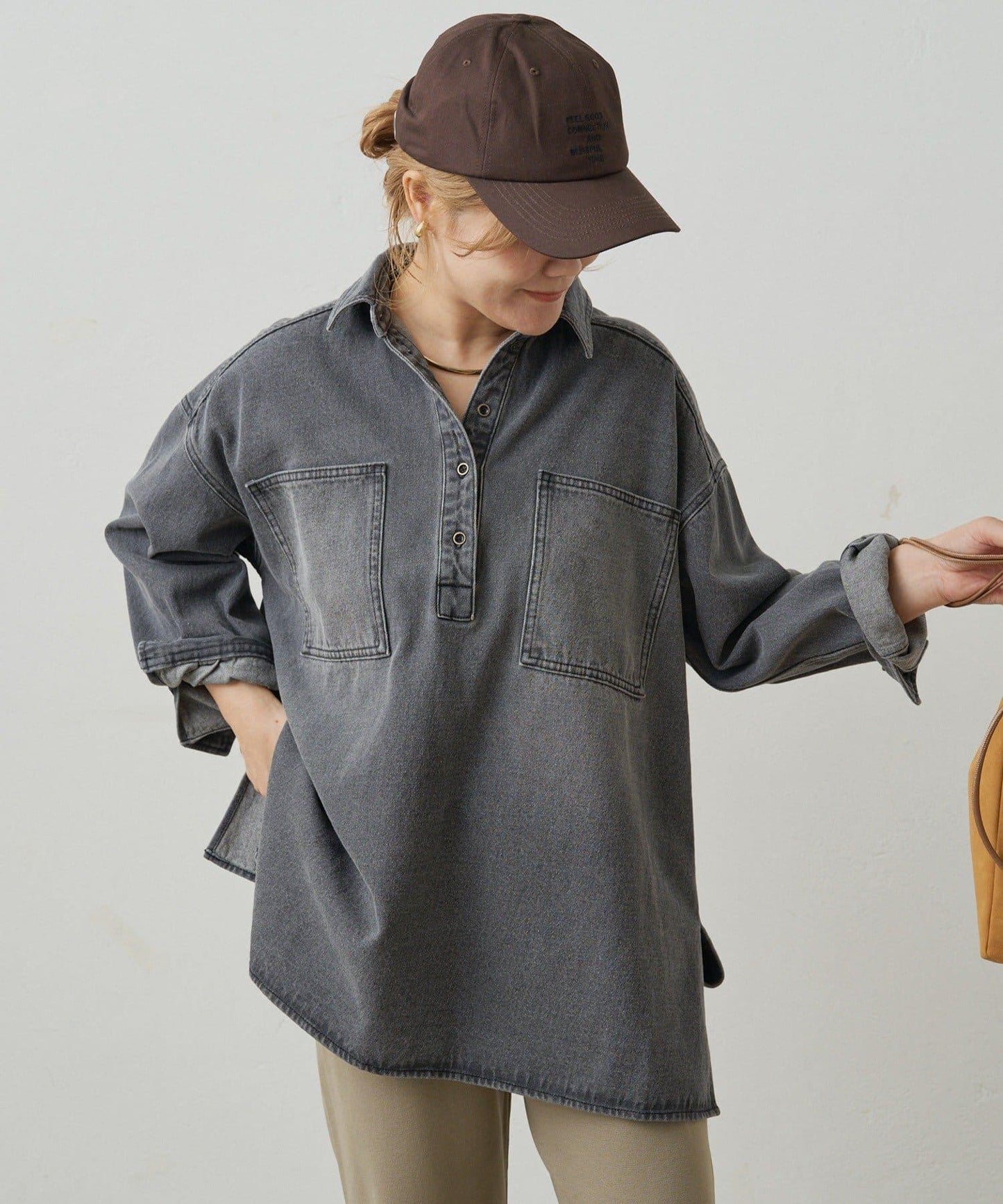 復古風牛仔長款襯衫