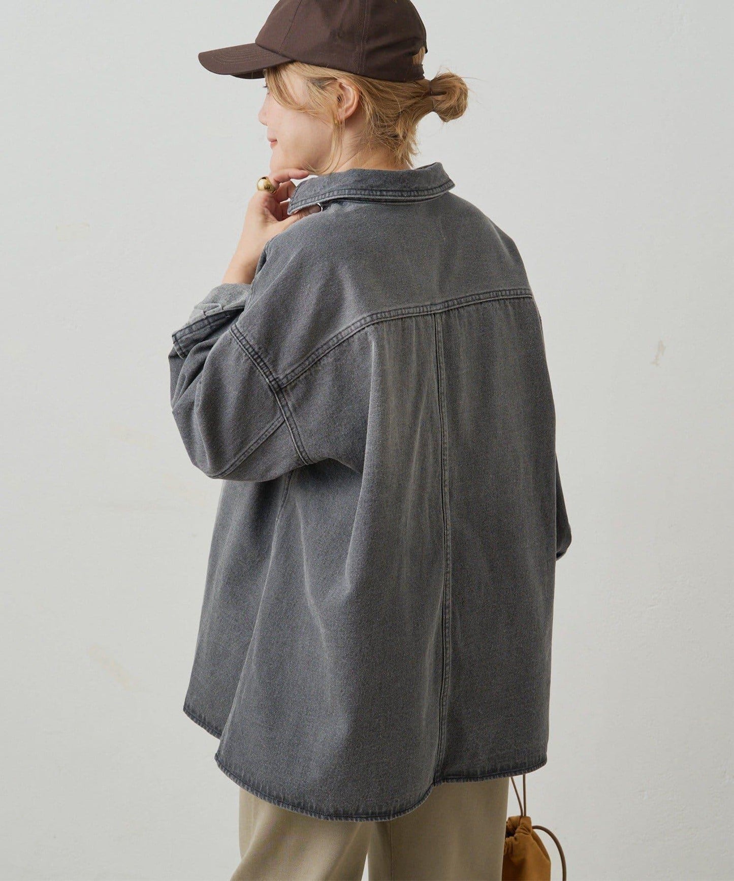 復古風牛仔長款襯衫