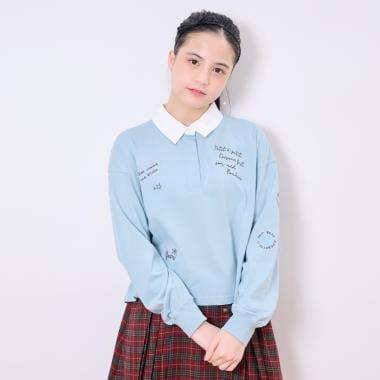 塗鴉刺繡橄欖球衫