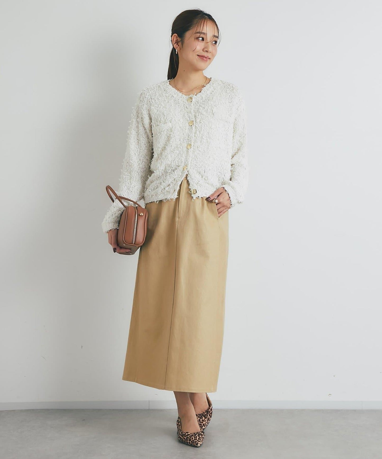 顯瘦日常百搭箔面斜紋布直筒裙