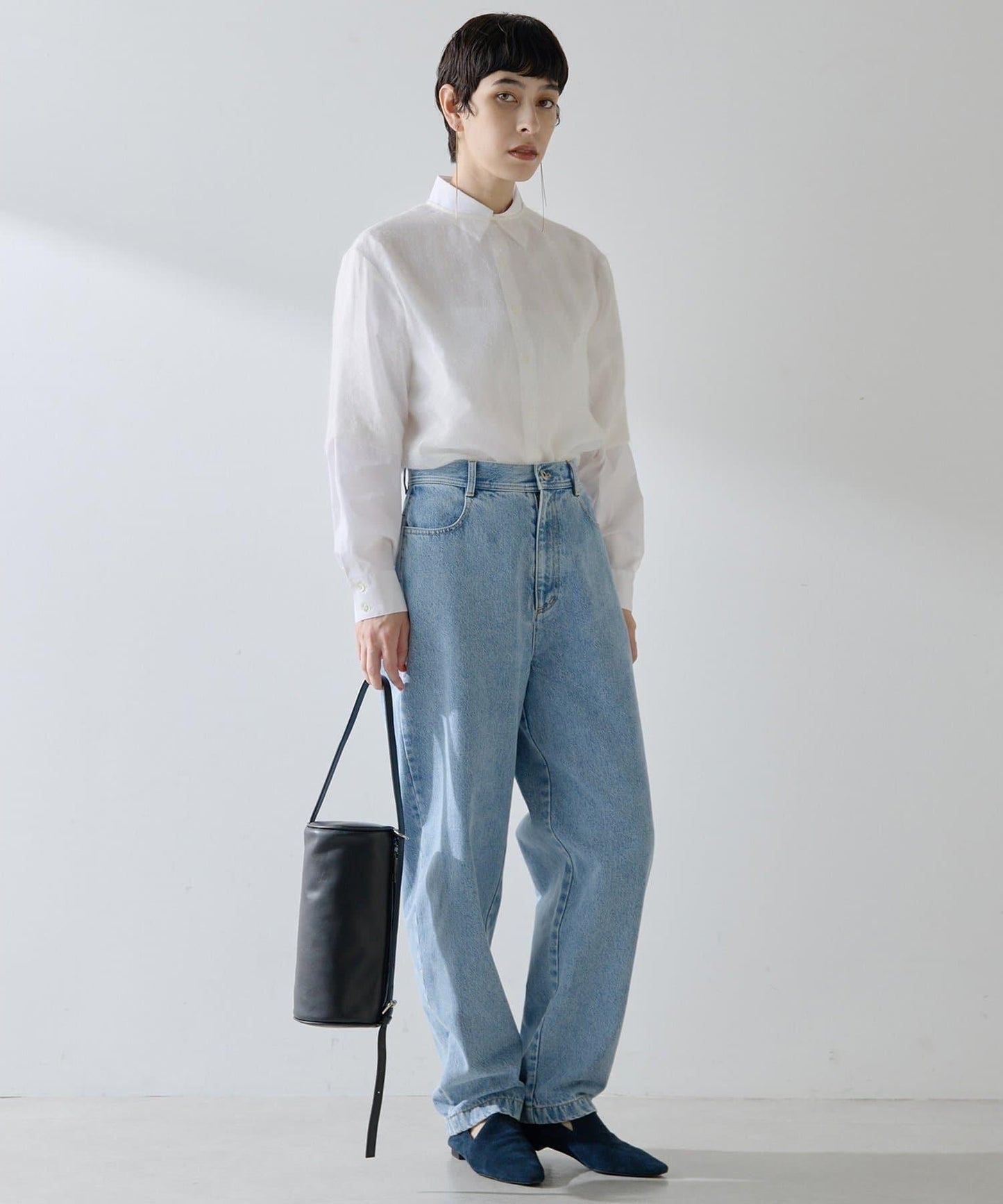 【THE PAUSE】高腰弧形牛仔褲